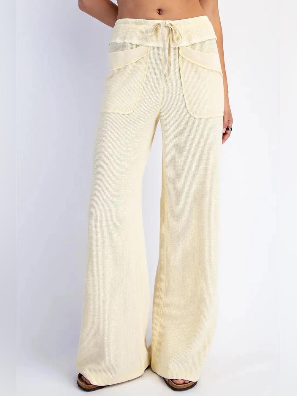 Rae Mode Honeycomb Waffle Knit Wide Leg Pants Size L